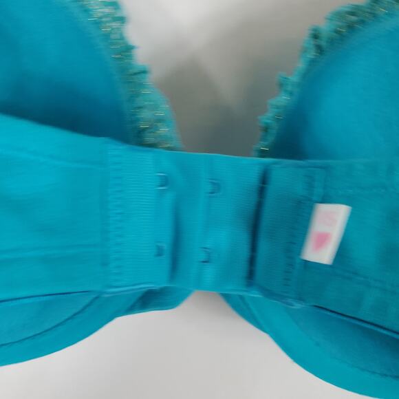 Victoria's Secret Blue Lace Trimmed Push-Up Underwire Bra Women's Size 36C - Picture 5 of 6